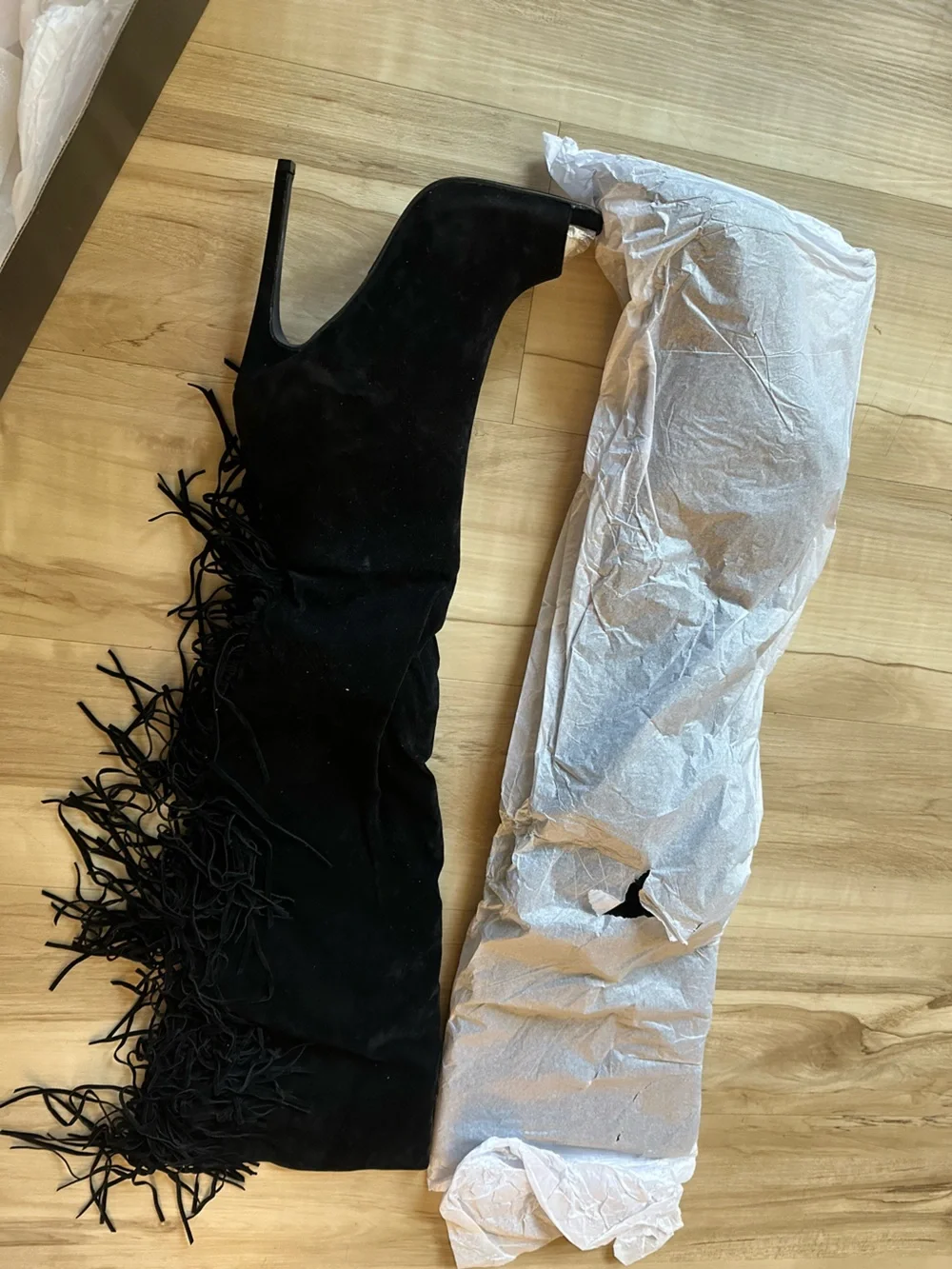 Cape Robbin Black Over-the-Knee Faux Suede Fringe Boots!Brand New!